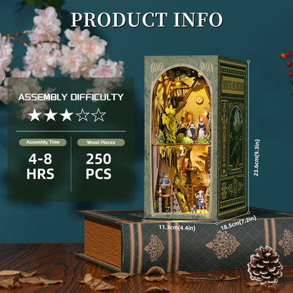 Maquette Book Nook DIY en bois avec éclairage LED, thème forêt fantastique, 250 pièces, temps de montage 4-8 heures