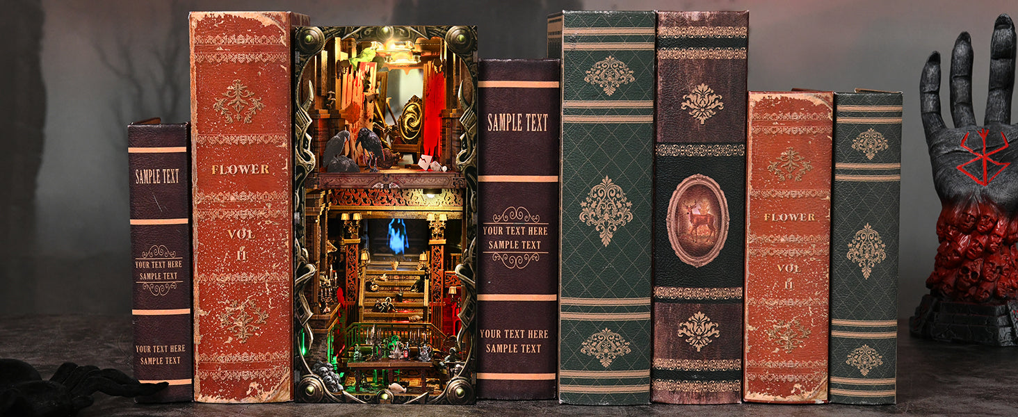 Maquette en bois Magic Castle, maison miniature de sorcière style victorien avec éclairage LED, boutique d'apothicaire magique et plantes grimpantes sur le toit.